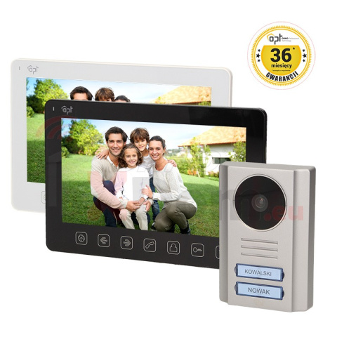 Zestaw wideodomofonowy 2-rodzinny OPT bezsłuchawkowy, kolor 7”, menu OSD, natynkowy, czarny, PARS MULTI