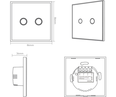 Przełącznik do światła ścienny dwókanałowy Z-Wave Plus