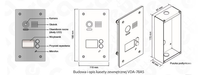 Zestaw dwurodzinny wideodomofonu cyfrowego VDA-78A5_VDA-11A5