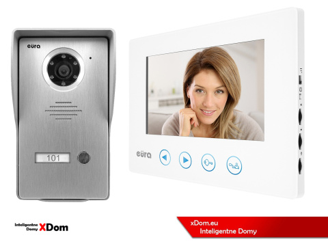 WIDEODOMOFON ''EURA'' CONNECT VDA-21A3_VDA-06A3 BIAŁY kolor 7'' obsługa 1 wejścia