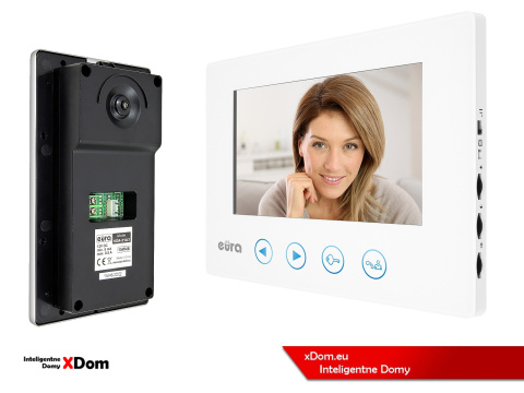 WIDEODOMOFON ''EURA'' CONNECT VDA-21A3_VDA-06A3 BIAŁY kolor 7'' obsługa 1 wejścia