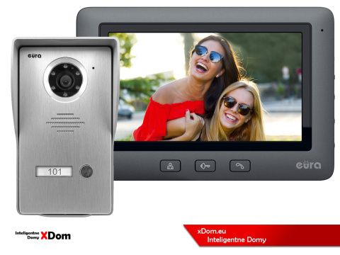 WIDEODOMOFON ''EURA'' CONNECT VDA-21A3_VDA-45A3 CZARNY kolor 7'' obsługa 1 wejścia