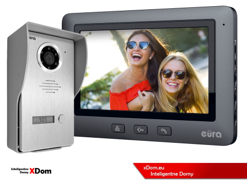 WIDEODOMOFON ''EURA'' CONNECT VDA-21A3_VDA-45A3 CZARNY kolor 7'' obsługa 1 wejścia