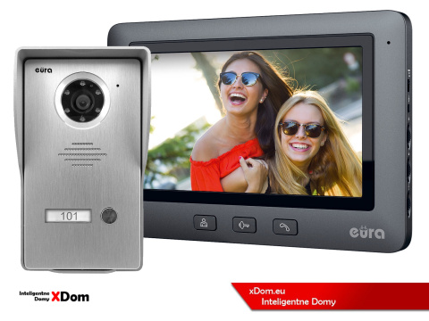 WIDEODOMOFON ''EURA'' CONNECT VDA-21A3_VDA-45A3 CZARNY kolor 7'' obsługa 1 wejścia