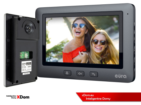 WIDEODOMOFON ''EURA'' CONNECT VDA-21A3_VDA-45A3 CZARNY kolor 7'' obsługa 1 wejścia