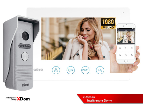 WIDEODOMOFON ''EURA'' VDP-40A3 ''FENIKS+'' - biały, 7'', WiFi