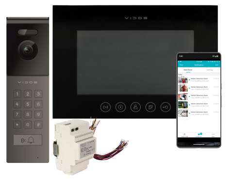 Wideodomofon Vidos z natynkową stacją S12D z szyfratorem i dotykowym monitorem M11B-X