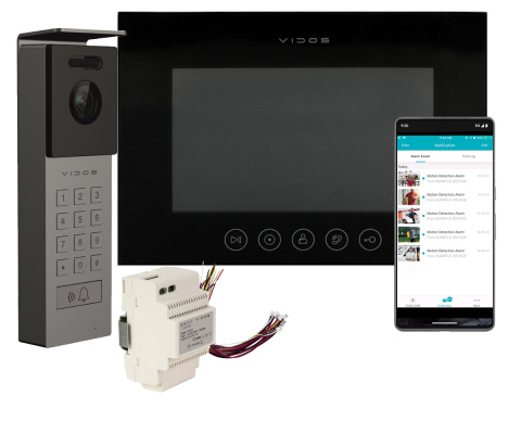 Wideodomofon Vidos z natynkową stacją S12D z szyfratorem i dotykowym monitorem M11B-X