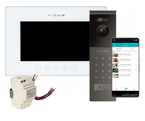 Wideodomofon Vidos z natynkową stacją S12D z szyfratorem i dotykowym monitorem M11W-X