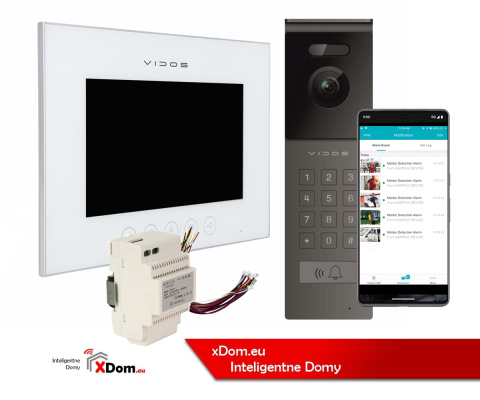 Wideodomofon Vidos z natynkową stacją S12D z szyfratorem i dotykowym monitorem M11W-X