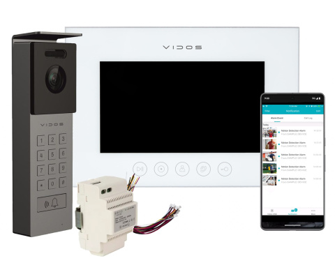 Wideodomofon Vidos z natynkową stacją S12D z szyfratorem i dotykowym monitorem M11W-X
