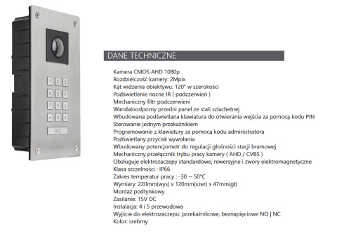 Wideodomofon Vidos stacja S14D z szyfratorem i dotykowym monitorem M10W-X