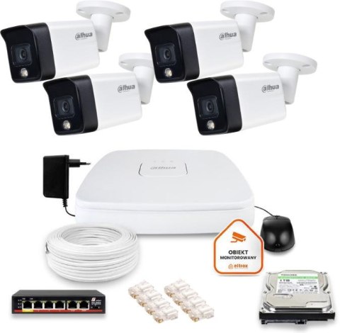 Zestaw monitoringu IP Dahua 4 kamery tubowe 6Mpx Dysk