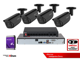 Zestaw mocnych kamer IP do domu Dahua 4x Kamera IPC-HFW3842E-AS-0280B-BLACK
