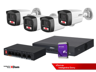 Zestaw monitoringu 4 kamery 4MPx Dahua IPC-HFW1439TL1-A-IL + Rejestrator + Dysk + Switch PoE