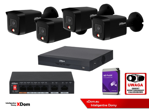 Zestaw monitoringu 4 kamery 8MPx Dahua IPC-HFW1839TC-A-IL - BLACK