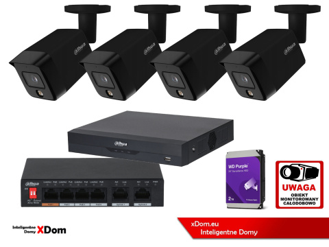 Zestaw monitoringu 4 kamery 8MPx Dahua IPC-HFW1839TC-A-IL - BLACK