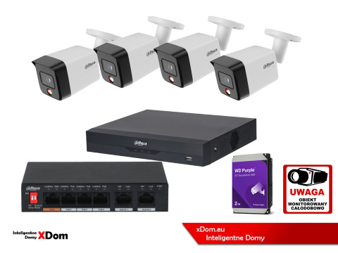 Zestaw monitoringu 4 kamery 8MPx Dahua IPC-HFW1839TC-A-IL