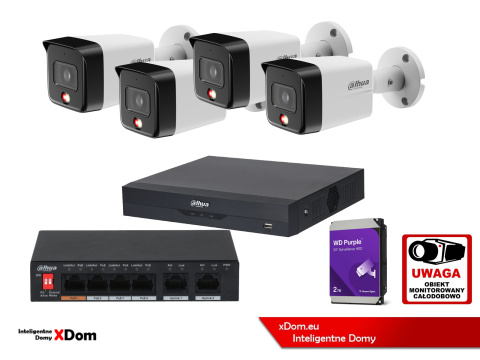 Zestaw monitoringu 4 kamery 8MPx Dahua IPC-HFW1839TC-A-IL