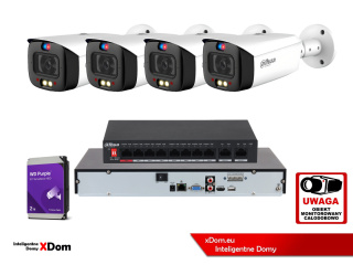 Zestaw monitoringu w kolorze IP DAHUA 4 kamery IPC-HFW3849T1-AS-PV-0280B-S4 8Mpx