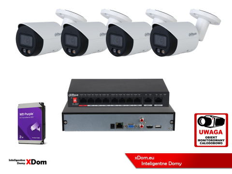 Zestaw monitoringu z możliwością rozbudowy IP Dahua 4x IPC-HFW2849S-S-IL-0280B 8MPx