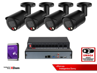 Zestaw monitoringu z możliwością rozbudowy IP Dahua 4x IPC-HFW2849S-S-IL-0280B - BLACK 8MPx