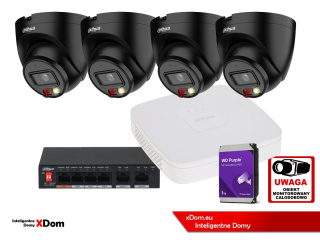 System monitoringu ogrodu 4x kamera IP Dahua IPC-HDW1839T-A-IL-0280B-S6 BLACK 8Mpx