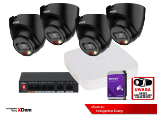 System monitoringu ogrodu 4x kamera IP Dahua IPC-HDW1839T-A-IL-0280B-S6 BLACK 8Mpx