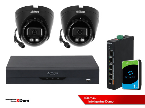 ZESTAW 2 Kamery IP Dahua 4mpx IPC-HDW1439V-A-IL-BLACK + DYSK 1TB