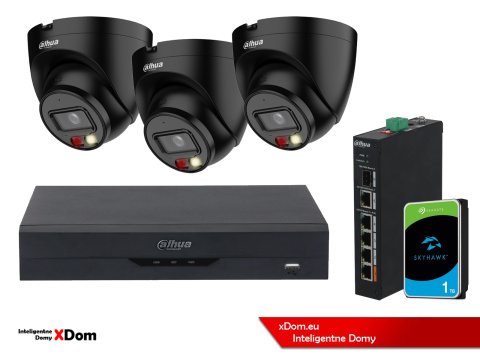 ZESTAW 3 Kamery IP Dahua 4mpx IPC-HDW1439V-A-IL-BLACK + DYSK 1TB