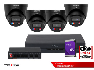 Zestaw 4 Kamery 5MPx Dahua IPC-HDW3549H-AS-PV-0280B-S5 - BLACK