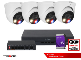 Zestaw 4 Kamery 5MPx Dahua IPC-HDW3549H-AS-PV-0280B-S5