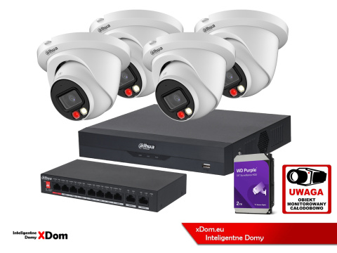 Zestaw monitoringu Domu IP Dahua 4x IPC-HDW2849TM-S-IL-0280B 8MPx