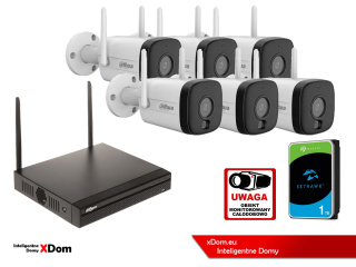 Zestaw monitoringu IP Dahua 6 Kamer WI-FI 5MPx aktywne odtraszanie LED IR do 30m