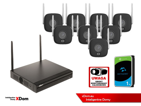 Zestaw monitoringu IP Dahua 8 Kamer WI-FI 5MPx aktywne odtraszanie