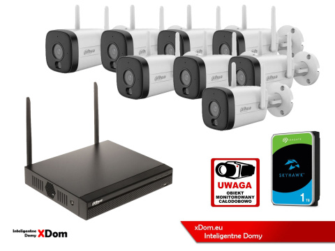 Zestaw monitoringu IP Dahua 8 Kamer WI-FI 5MPx aktywne odtraszanie