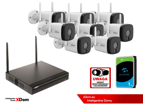 Zestaw monitoringu IP Dahua 8 Kamer WI-FI 5MPx aktywne odtraszanie