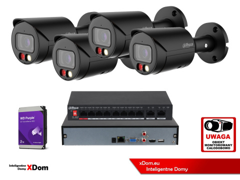 Zestaw monitoringu na 4 kamery IP 6MPx Dahua IPC-HFW1639TC-A-IL-0280B-S6 - BLACK