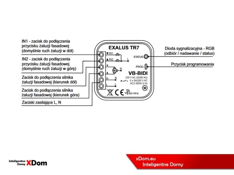 STEROWNIK ROLET WIFI SMART HOME DOPUSZKOWY EX-BIDI EXALUS