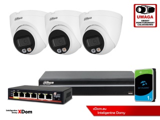 Zestaw monitoringu IP DAHUA 4Mpx 2K 3 kamery IPC-HDW1439V-A-IL z dyskiem