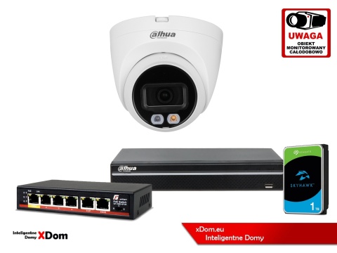 Zestaw monitoringu IP DAHUA 4Mpx 2K kamera IPC-HDW1439V-A-IL z dyskiem 1TB