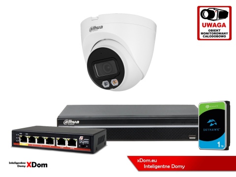 Zestaw monitoringu IP DAHUA 4Mpx 2K kamera IPC-HDW1439V-A-IL z dyskiem 1TB