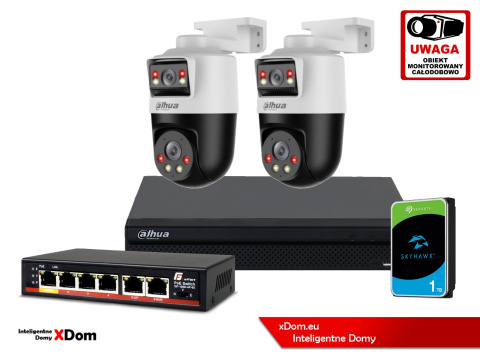 Zestaw monitoringu IP Dahua kamera obrotowa 2MP SDT2A200-2F-NB-A-PV