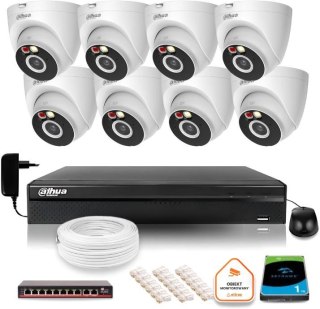 Zestaw monitoringu IP Dahua 2MPx 8 Kamer zewnętrznych oświetlenie IR LED 30m