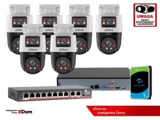Zestaw monitoringu IP Dahua 6 kamer obrotowych 2MP+2MP z dyskiem