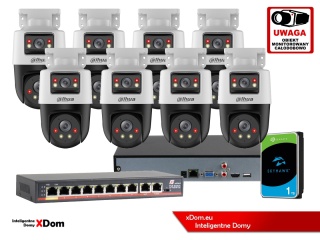 Zestaw monitoringu IP Dahua 8 kamer obrotowych 2MP+2MP z dyskiem