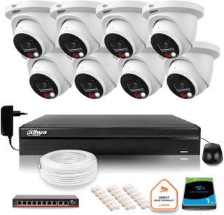 Zestaw monitoringu IP Dahua 8mpx 4K 8 kamer IPC-HDW2849TM-S-IL z dyskiem