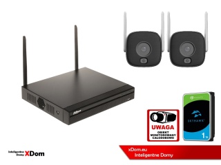 Zestaw monitoringu IP Dahua 2 Kamery WI-FI 3MPxsmart podwójne oświetlenie LED IR do 30m