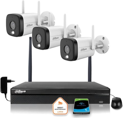 Zestaw monitoringu IP Dahua 3 Kamery WI-FI IPC-HFW1339DTK1-SAW-IL-0280B 3MPx