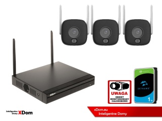 Zestaw monitoringu IP Dahua 3 Kamery WI-FI 3MPx smart podwójne oświetlenie LED IR do 30m